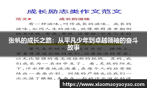 张帆的成长之路：从平凡少年到卓越领袖的奋斗故事